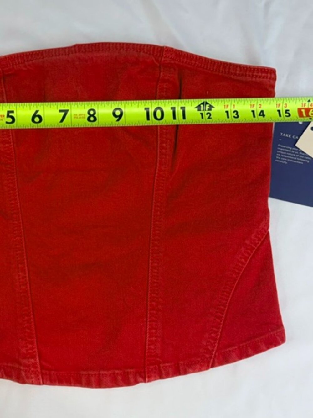 NWT Universal Thread Red Denim Strapless Corset Tube Top - Size 2 - Picture 3 of 6